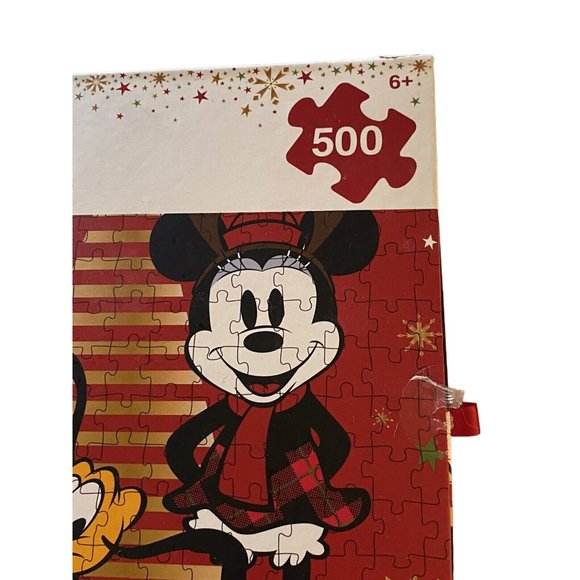 Disney Store New In Box Deluxe 500 Piece Mickey Minnie Pluto Holiday Puzzle - Picture 7 of 11